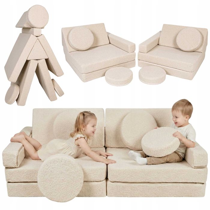 Sofa Modułowa dla Dzieci Piankowy Plac Zabaw 10 Elementów Bukla Teddy