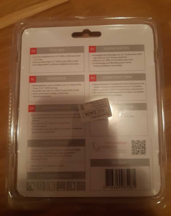 Ramka montażowa adapter Gembird MF-95-01 5,25'' na 2,5'' slim 9,5mm