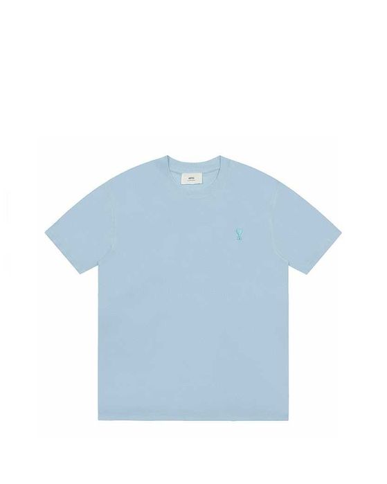Футболка AMI Paris Ami De Coeur Tonal Small Heart T-Shirt Light Blue