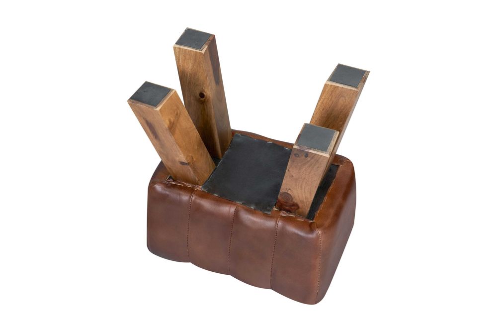 HOKER KOZIOŁEK Pufa stołek Skóra naturalna palisander BGM24.pl B 6285