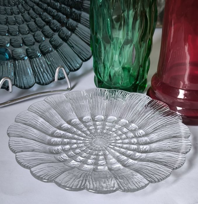 Talerz Cora Ząbkowice piękne stare szkło 16,5 cm