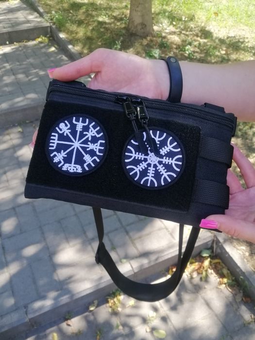 Компактна сумка кордура велкро для патчів крос-боді гаманець смартфона на плечо унисекс через плече панелью полем шевронов міні месенджер з стропами