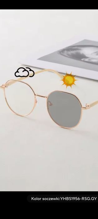 Fotochrom okulary zerówki 2 w 1 słońce wiatr UV chroniące oczy