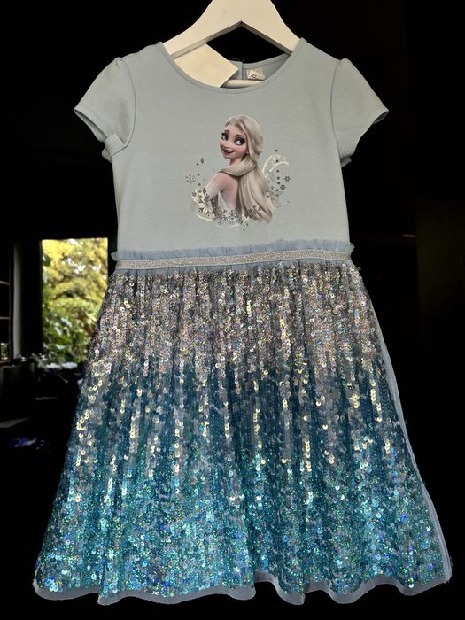 Elza, Elsa, Frozen, Kraina sukienka NOWA rozmiar 110/116 CEKINY