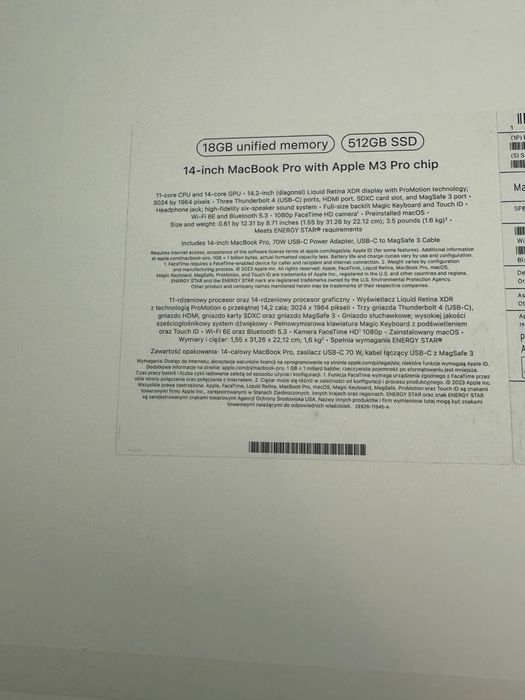 Pudełka Apple MacBook  Pro  14 16 50 sztuk