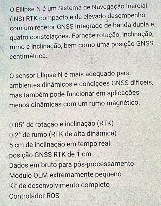 Sistema de navegação inercial. SBG sistems Ellipse-N.  2300€