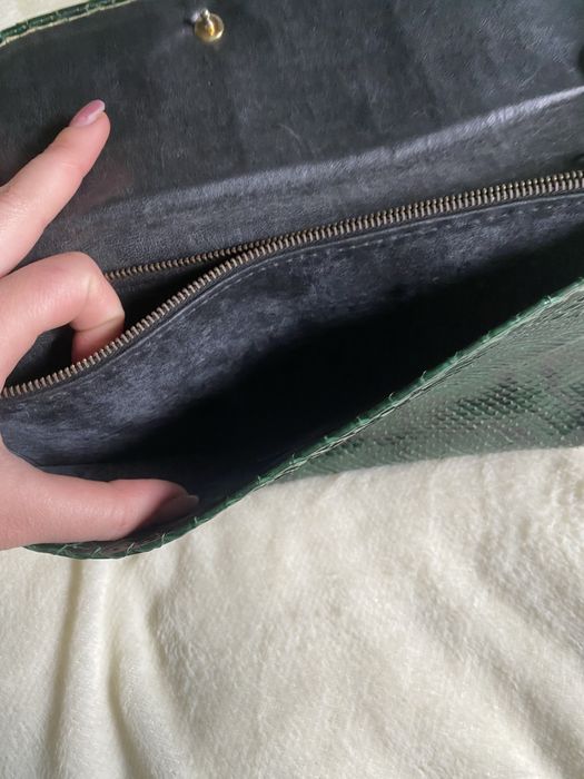 Зелена Сумка клатч шкіра зміі