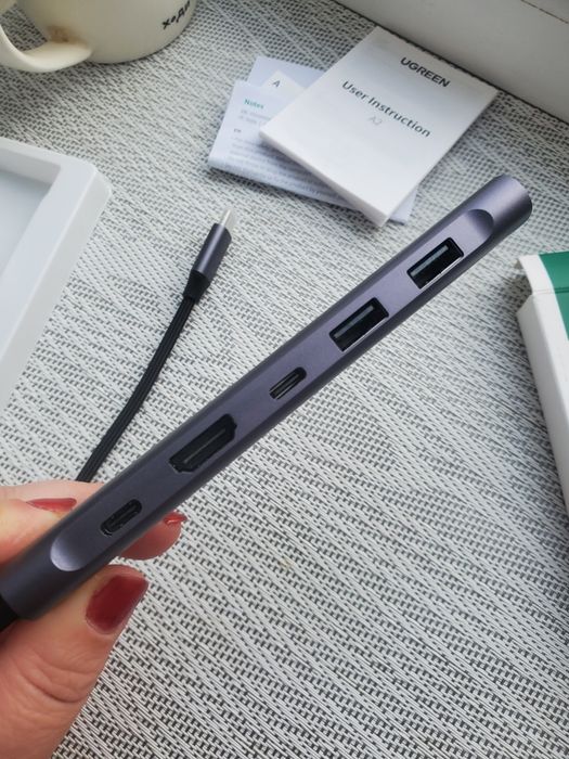 Адаптер хаб UGREEN 7 ports USB-C на 2 USB 3.0+HDMI+RJ45+USB-C+SD+Micro
