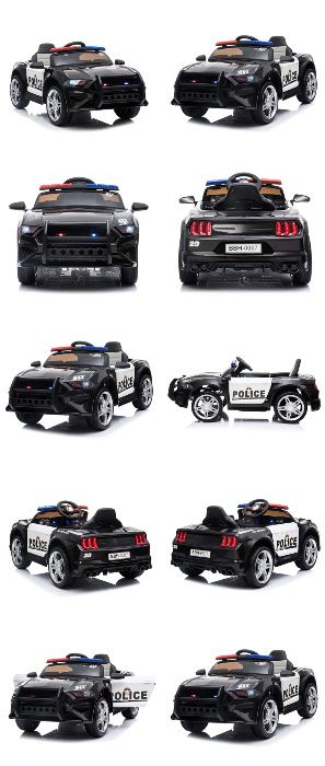 AUTO na akumulator POLICJA 2x45W, koła EVA, Ecoskóra MEGAFON PILOT!