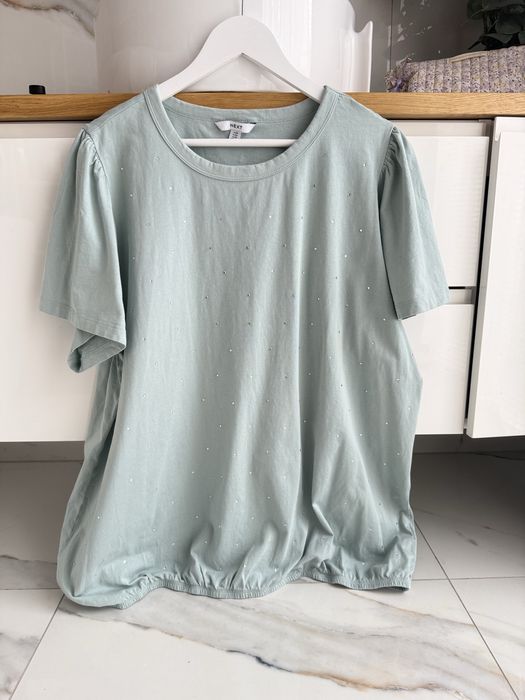 NEXT MIĘTOWA BLUZKA Z OZDOBNYMI kryształkami plus size 50 52
