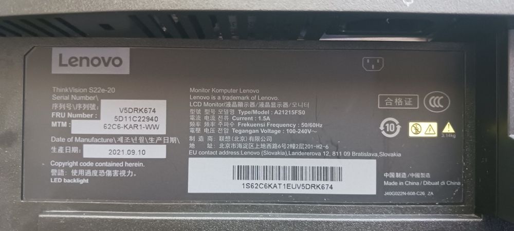 Monitor S22e-20 Lenovo