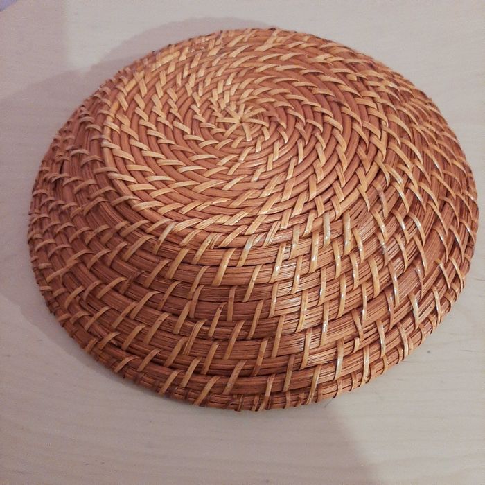 Tigela Redonda Em Vime Feita à Mão 29cm