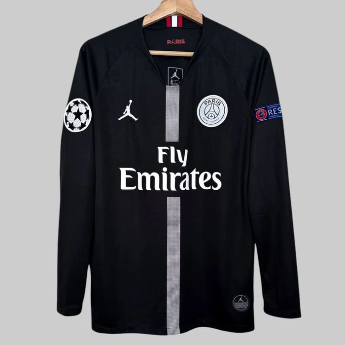 Camiseta masculina manga longa preta Neymar JR #10 PSG retrô Away