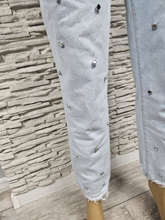 Spodnie jeansowe premium Queen Hearts rozm L zdobione