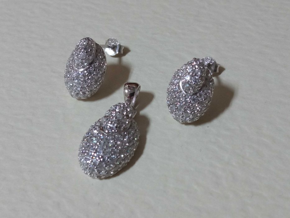 Elegancki komplet biżuterii Kolczyki zawieszka z cyrkoniami S925 8 g