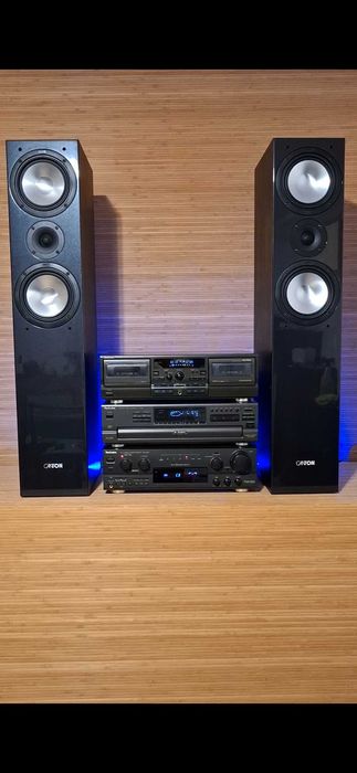 Wieża HiFi Stereo Technics z Gramofonem Kolumny Canton Piękny Zestaw