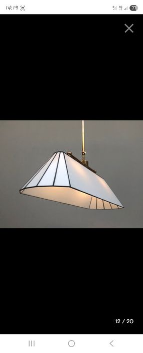 Candeeiro de tecto em latão e vitro (vitral)