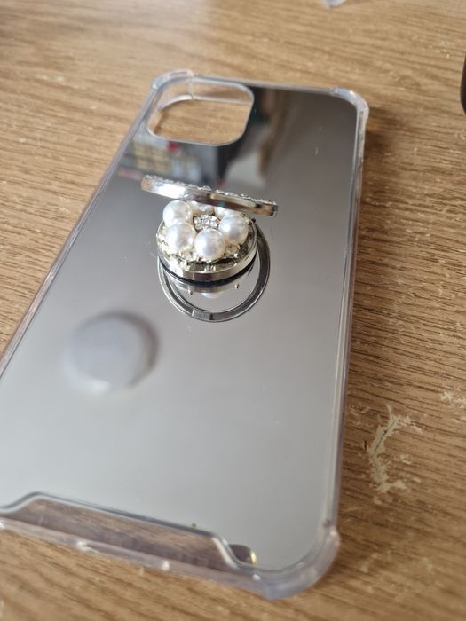 Чехол на IPhone 12 Pro зеркальный с жемчугом бусинами камушкамиподста