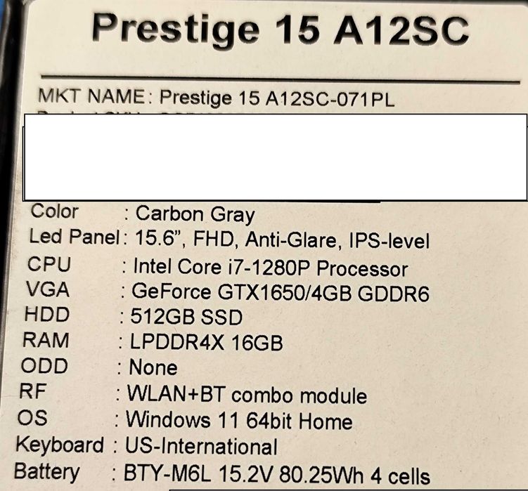 Jak nowy! Elegancki i wydajny MSI Prestige 15 (i7, 16GB, GTX 1650)