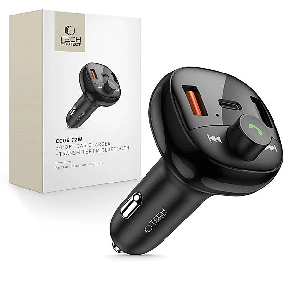 Tech-Protect Cc06/3-Port Car Charger Pd72W + Transmiter Fm Bluetooth B