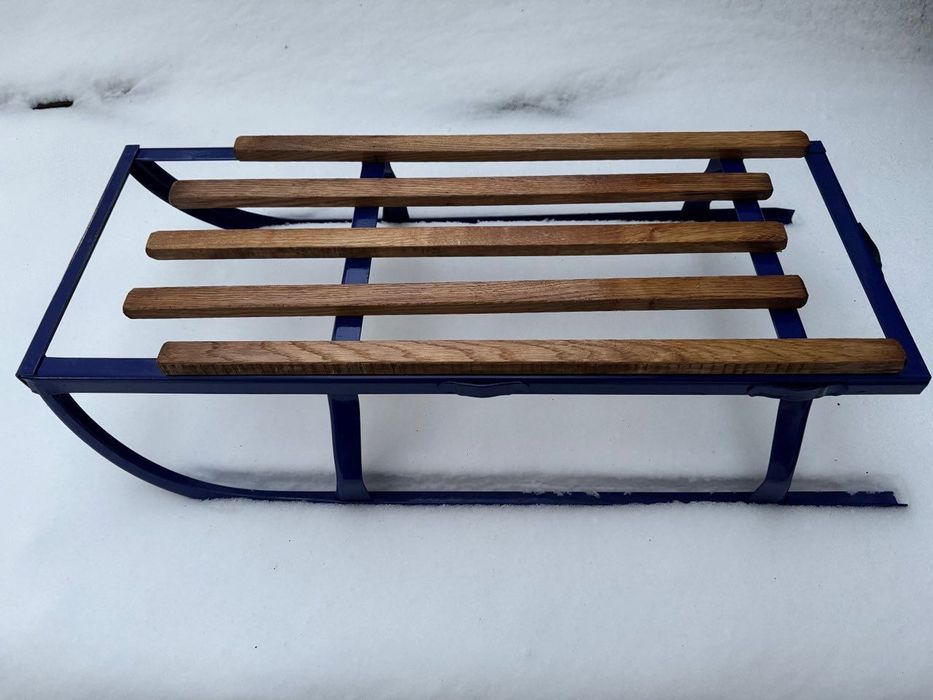 Санки сталеві з дубовими планками + спинка та мотузка