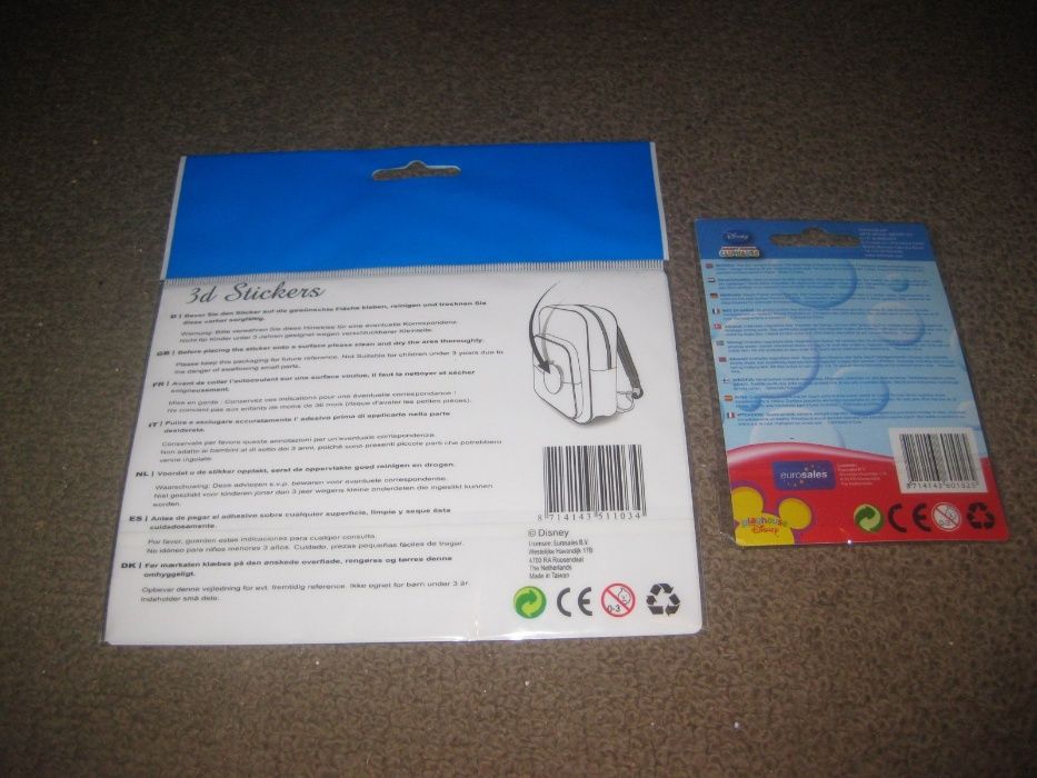 Pack de Stickers 3D e um Íman do Mickey Mouse/Novos e Embalados!