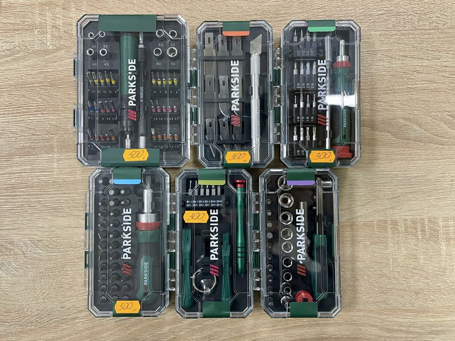 Отвертка с битами (18/38шт)/Трещетка с насадками (23 шт)/Нож PARKSIDE