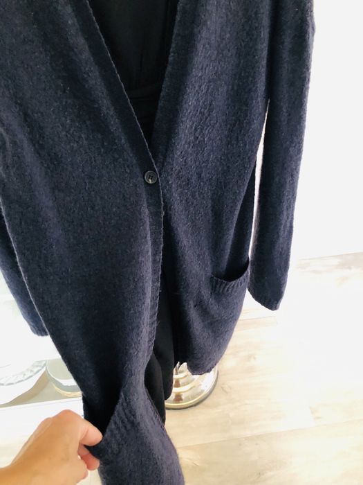 Granatowy sweter, długi sweter kardigan - S/M- 36/38