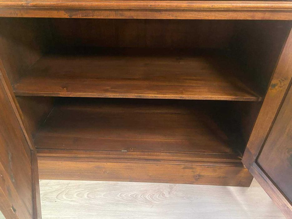 Piękny kredens drewniany tekowy z roletą lity teak kolonialny FV DOWÓZ