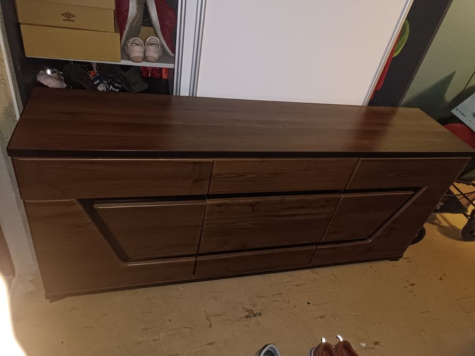 Komoda szafka RTV Vero Agata orzech czarna 75cm x 40cm x 175 cm