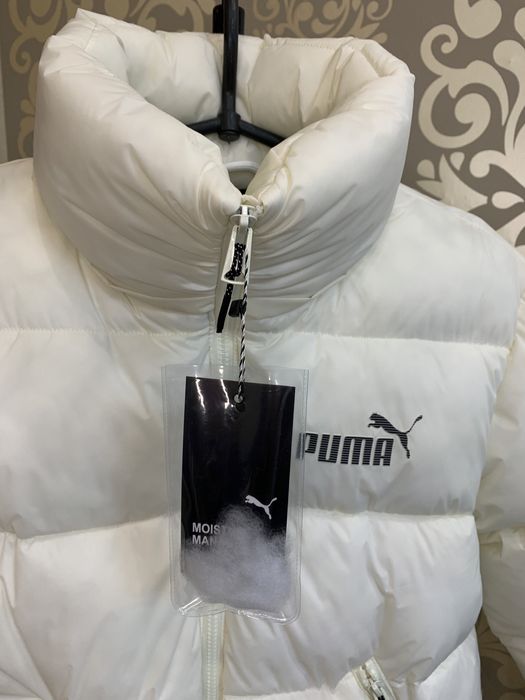 Пуховик Весна. Зима Деми Puma. Светлый Беж с принтом на спинке XS-XXL