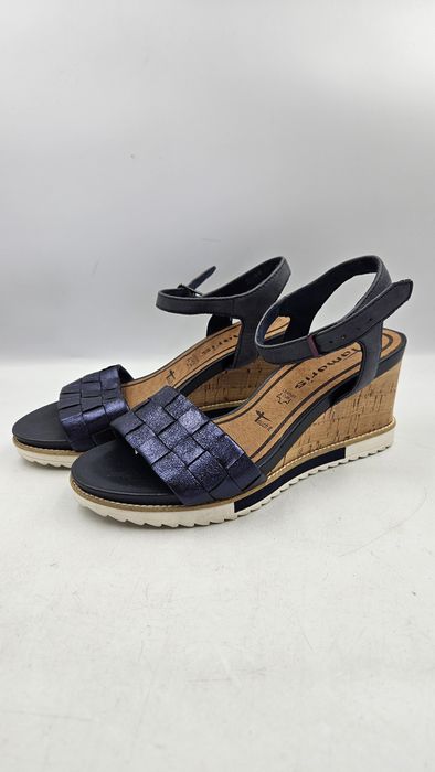 Sandały Damskie Na Koturnie Tamaris Granatowe Rozmiar 37