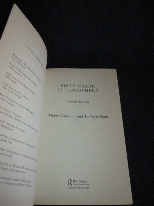 Livro Fifty Major Philosophers Diané Collinson Kathryn Plant