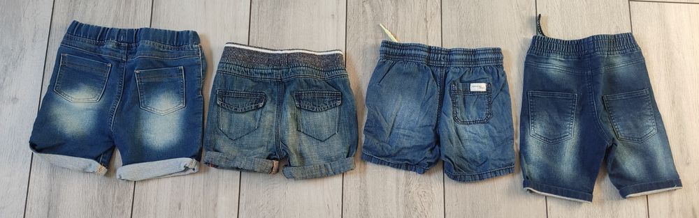 4 szt. krótkie spodenki, szorty jeans r.92
