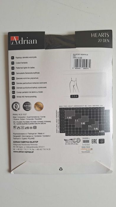 Rajstopy wzorowane Hearts serce Adrian czarne 20 DEN roz. 3