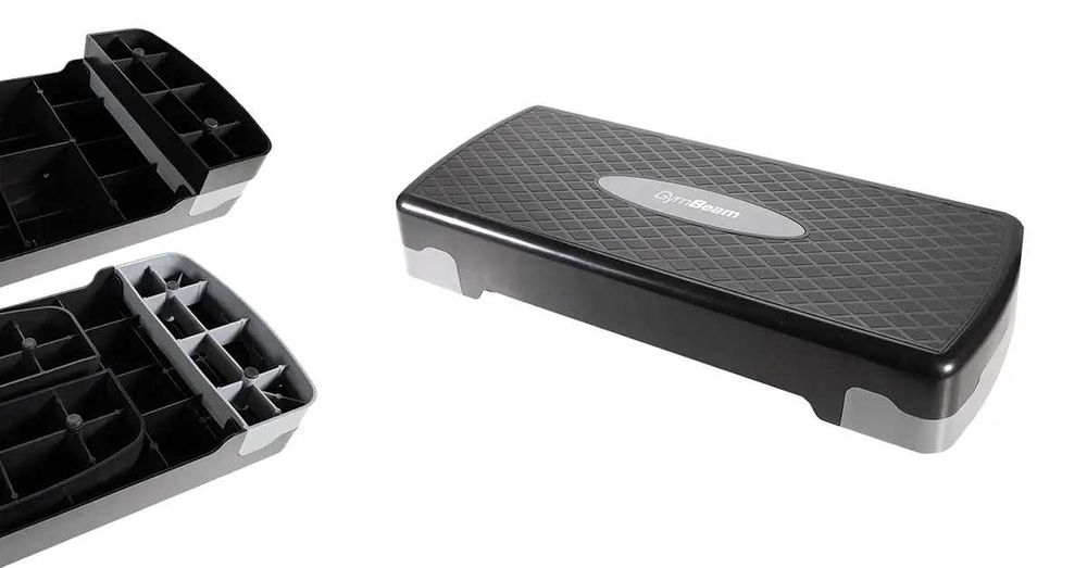 Степ платформа 2-х ступінчаста GymBeam 67x28x10+5 см чорний. Степпер