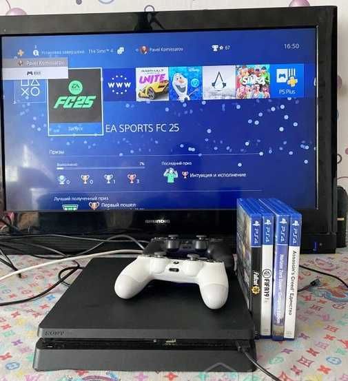 PS4SlimWhiteEdit(Обмен Приставки/Игр-GTA/RDR/Mafia/Cyberpunk/UFC/FC25)