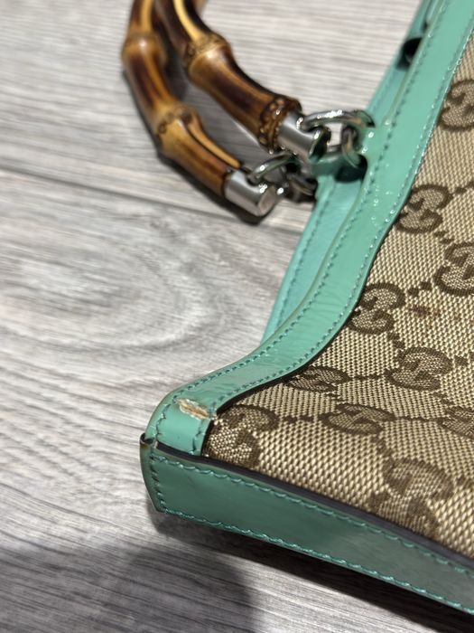 GUCCI GG Canvas Patent Leather Bamboo Handle сумка
