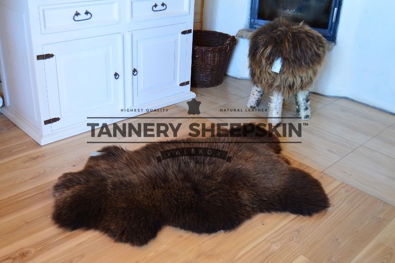 Dekoracyjna Skóra Owcza Brązowa 121-140 XXXXL Skóra Owcza Brąz