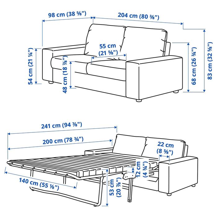 Sofá cama Vimle em ótimo estado