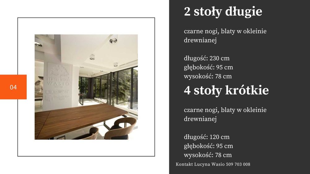 Komplet mebli do sali konferencyjnej, 3 stoły krótkie