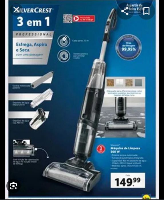 Maquina limpeza, Aspirador 3 em 1 silvercrest como novo