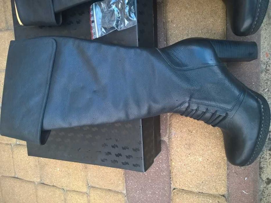 NOWE Buty-Kozaki OFICERKI Wysokie37 Natural skóra100% BRĄZ I-Klasa Gw6