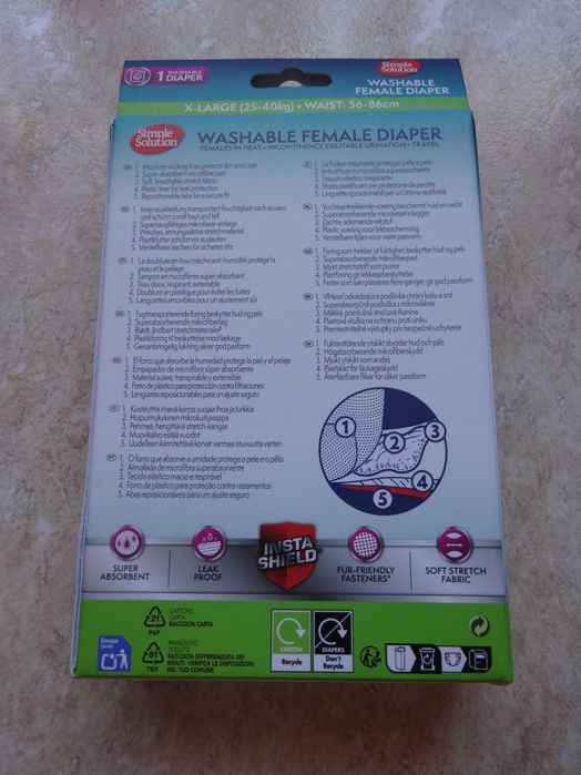 Fraldas Reutilizáveis Cadela Simple Solution - Tamanho XL