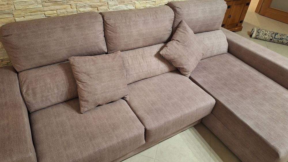 Sofa 3 lugares com chaise lounge Conforama