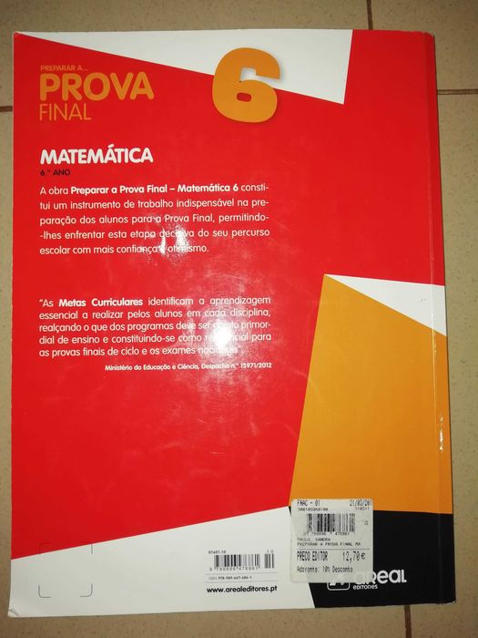 Caderno preparar a prova final Matemática 6º ano Areal