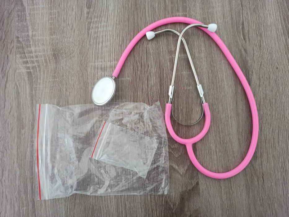 Estetoscópio médico coração Rosa