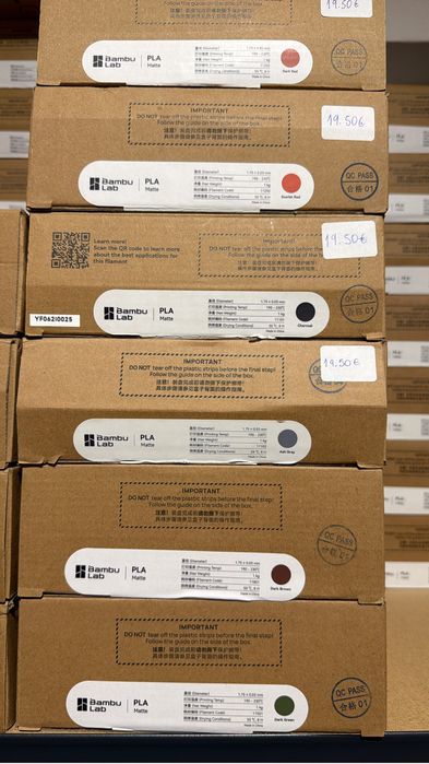 Filamentos PLA (BAMBU LAB)– várias cores