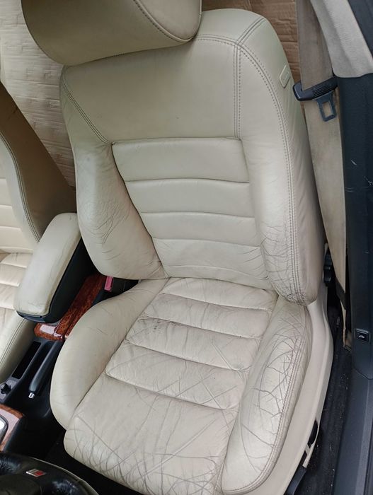 Audi A6 C5 - fotele SPORTY skora bananowa + boczki TYLNA KANAPA GRZANA