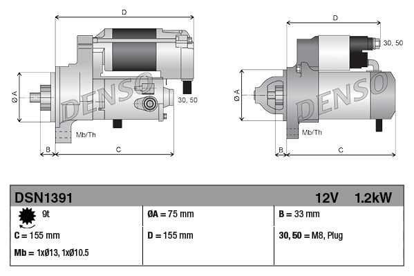 Motor de arranque-Honda Civic 1.8 Aut. DENSO DSN1391 NOVO